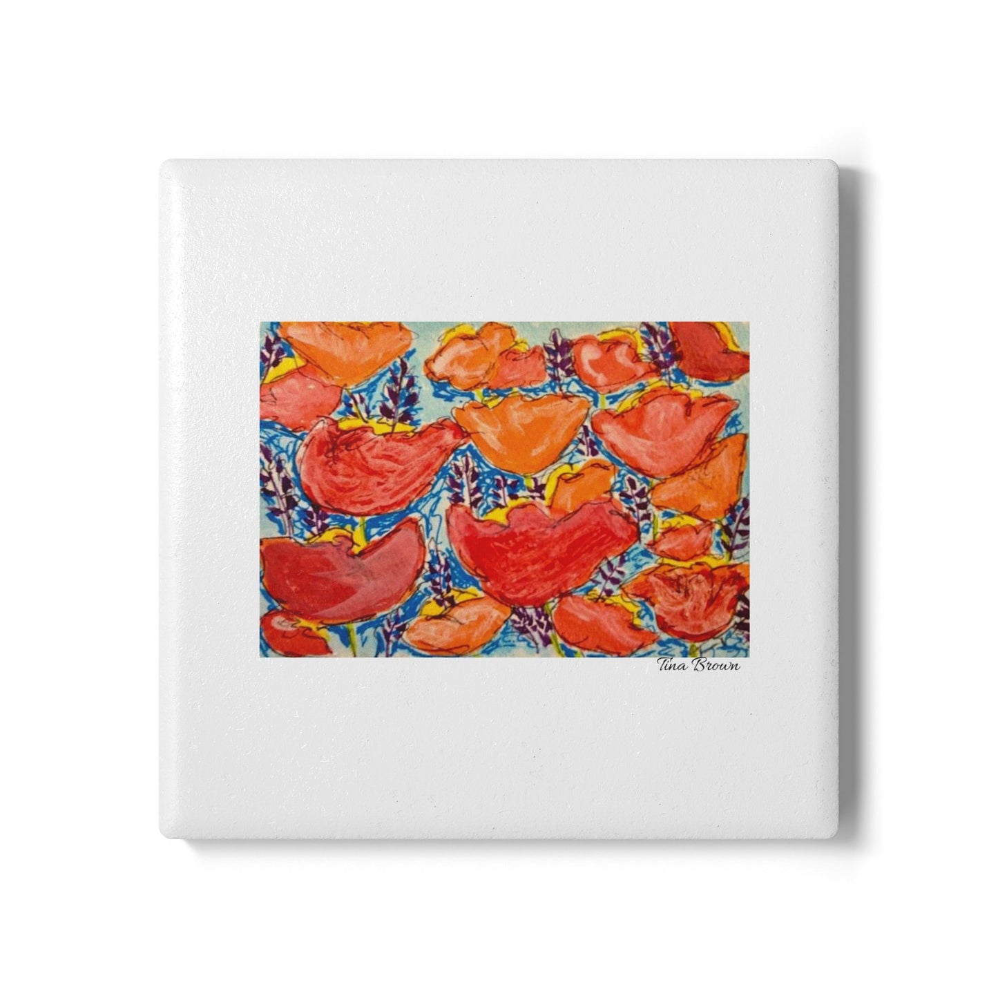 Vibrant Floral Ceramic Coaster - Artistic Drinkware Accessory for Home Décor