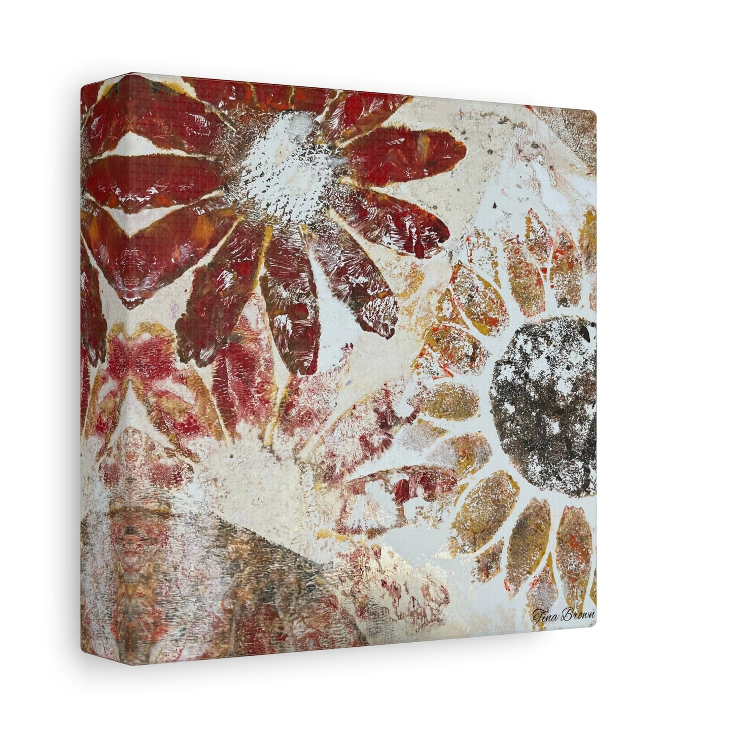 Tan & Red Sun Flowers Art Print Matte Canvas, Stretched, 1.25"