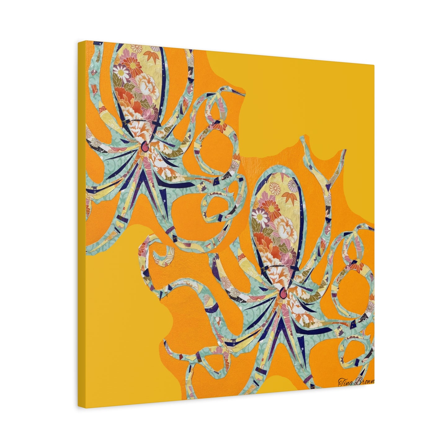 Colorful Octopus art Print Matte Canvas, Stretched, 1.25"