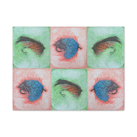 Fly Fishing Lures art Print Matte Canvas, Stretched, 1.25"