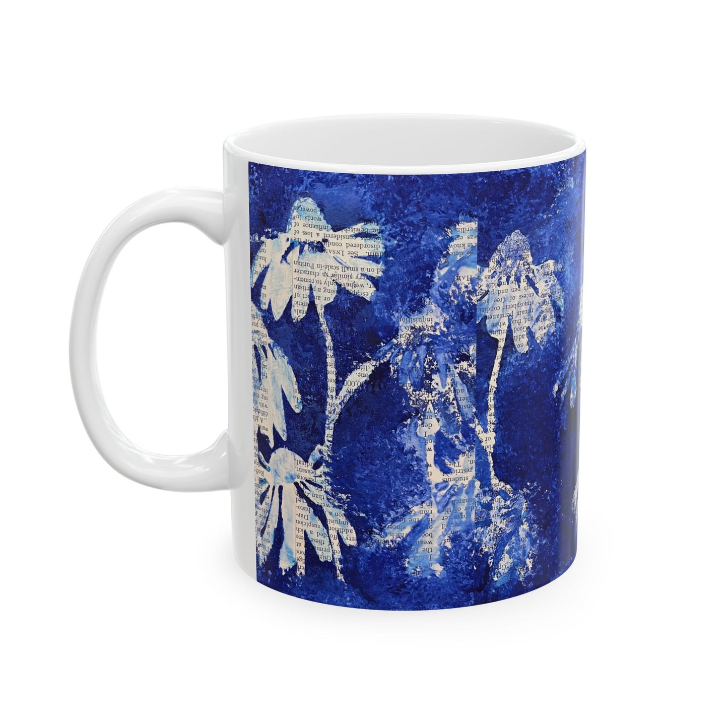 Elegant Blue Daisy Ceramic Mug - Perfect Gift for Nature Lovers