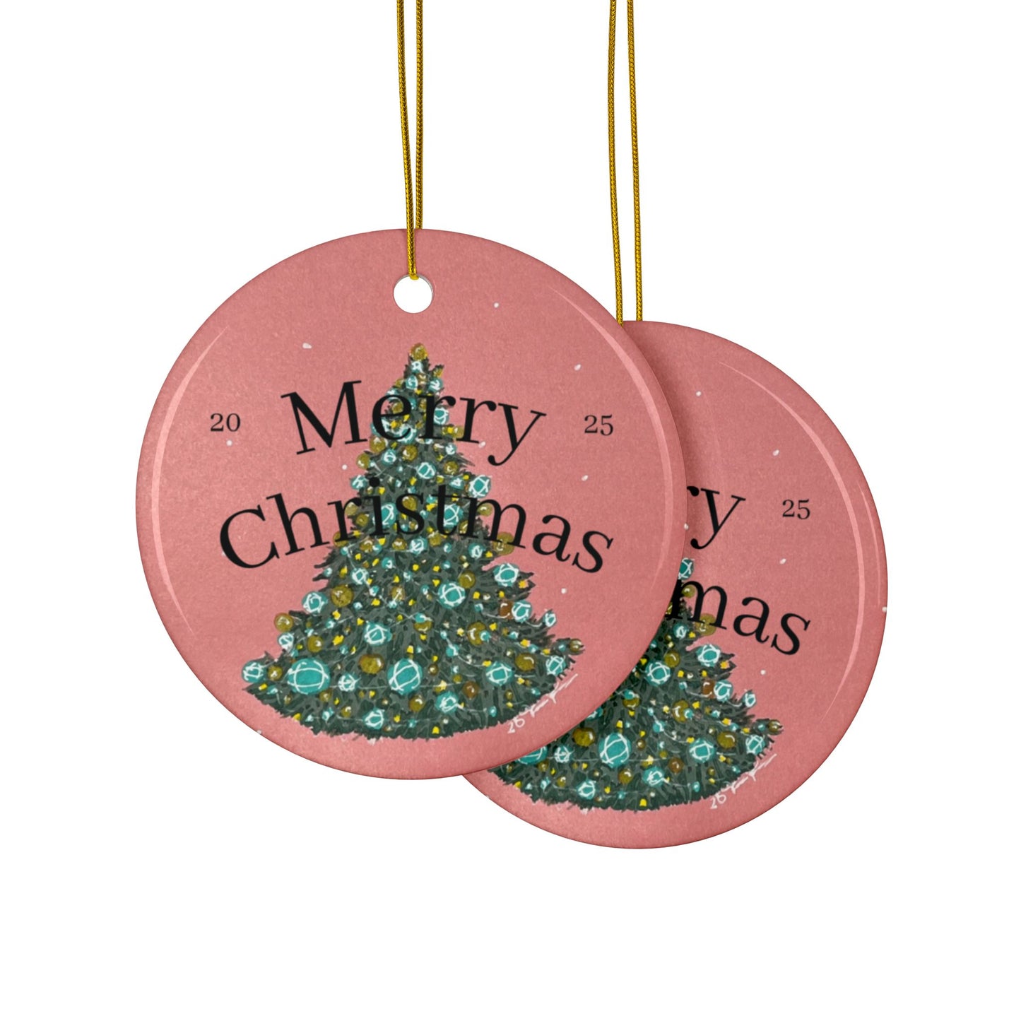Festive Decorative Ceramic Ornaments - Merry Christmas, art printed ornament