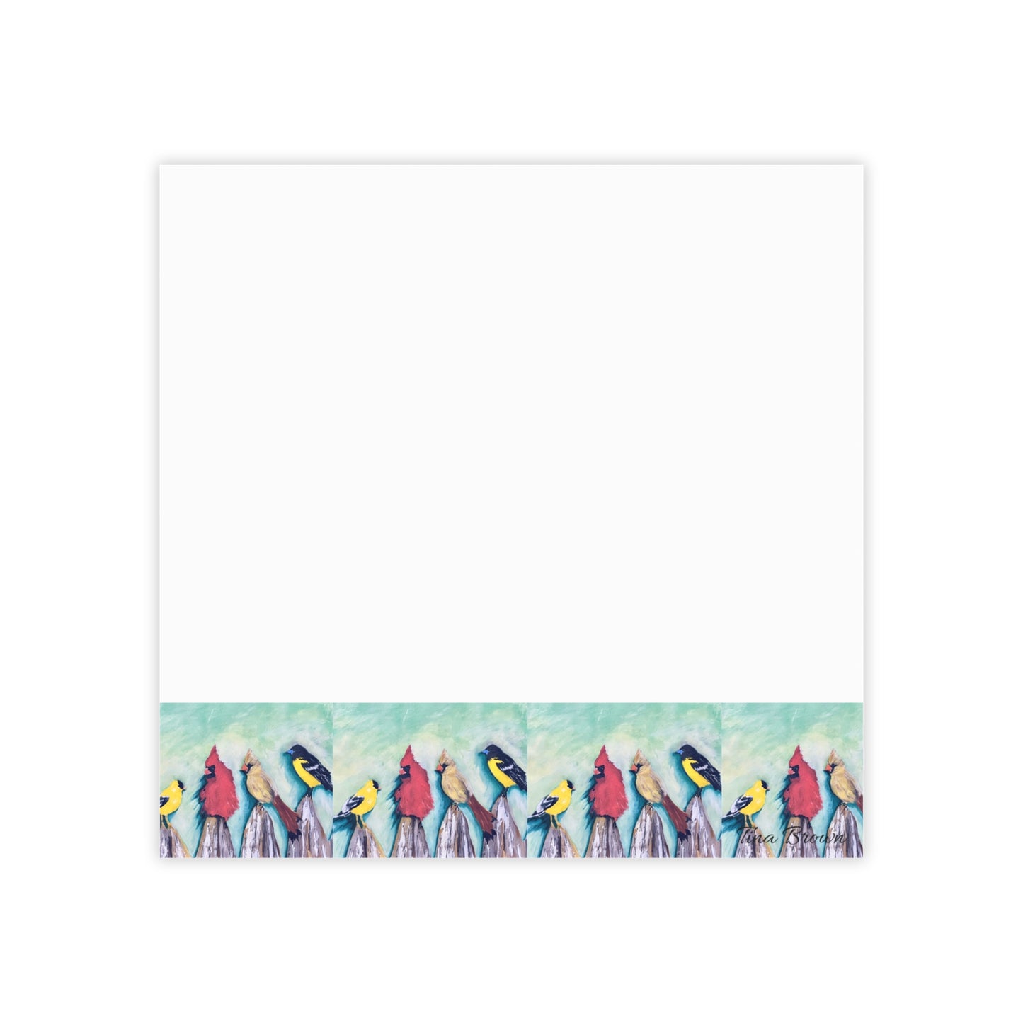 Colorful art Birds on a Fence -Themed Post-it® Note Pads