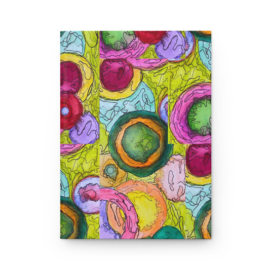 Vibrant Abstract Hardcover Journal, Colorful Notebook, Artistic Diary, Unique Gift, Retro Design