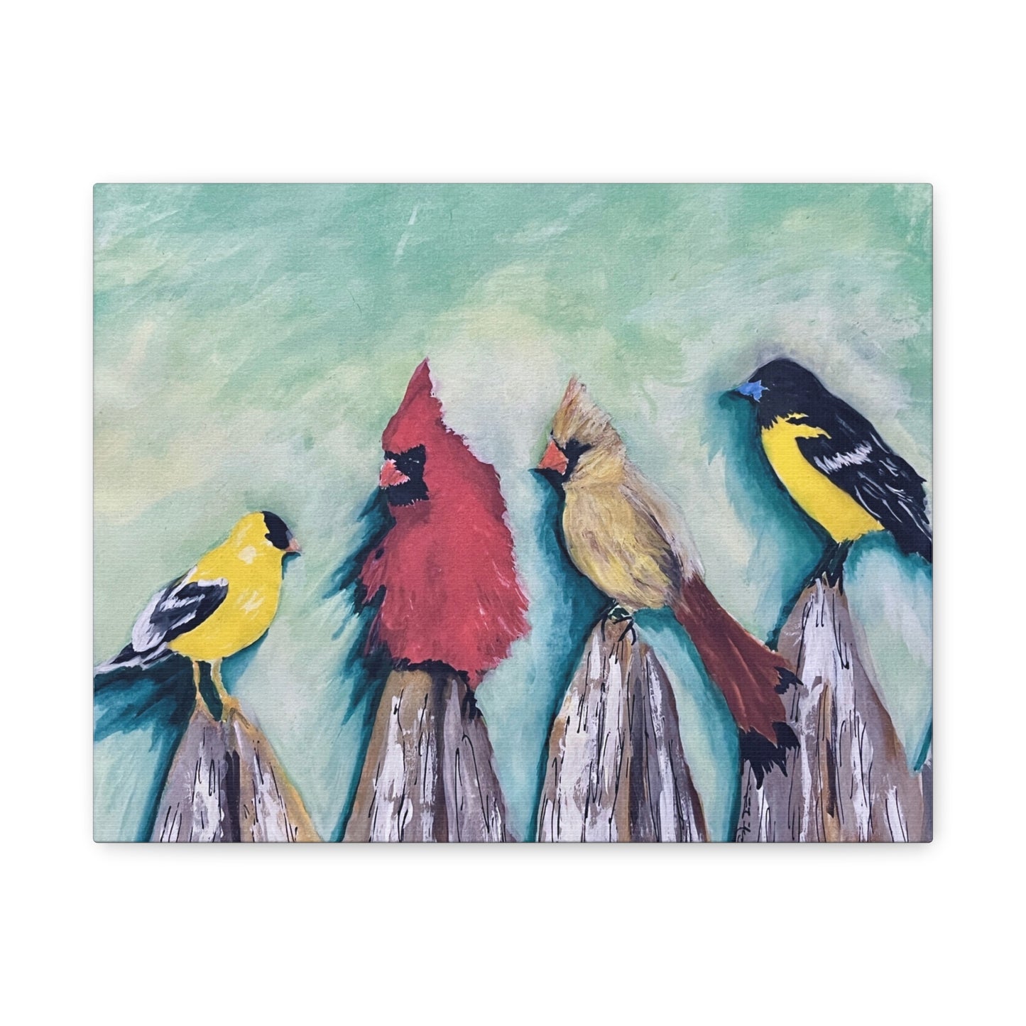 Birds on the Fence Canvas Art Print