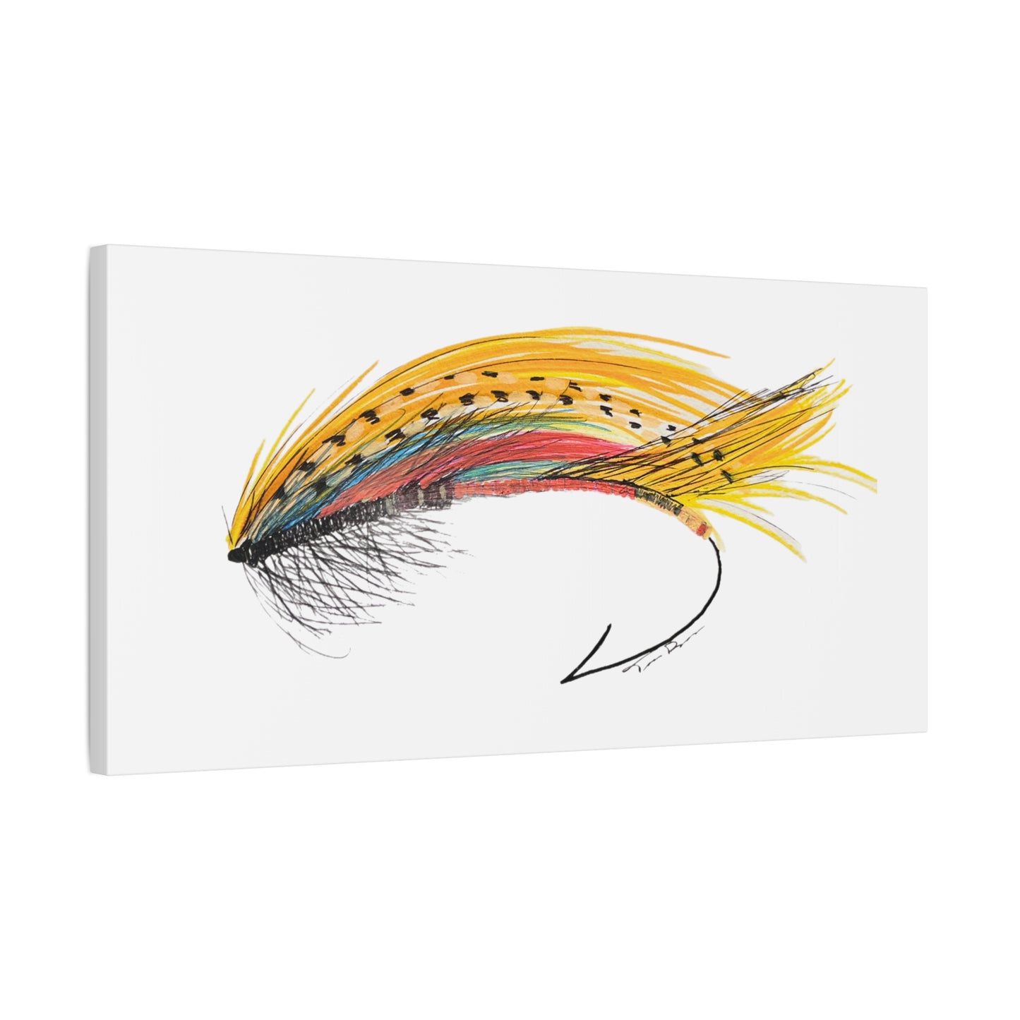 Fly Fishing Yellow Art Matte Canvas, Stretched, 1.25"