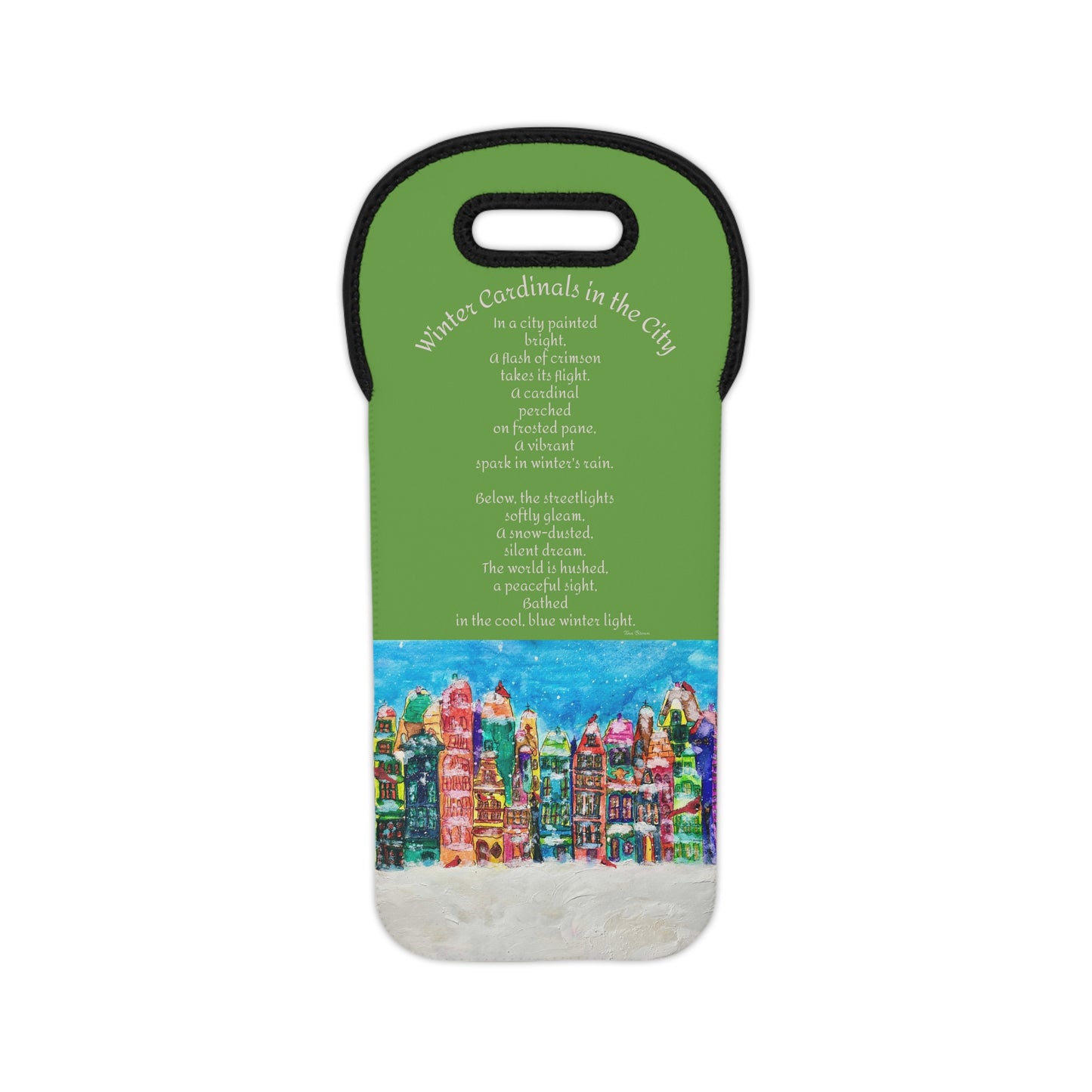 Winter Cardinals in the City Wine Tote Gift