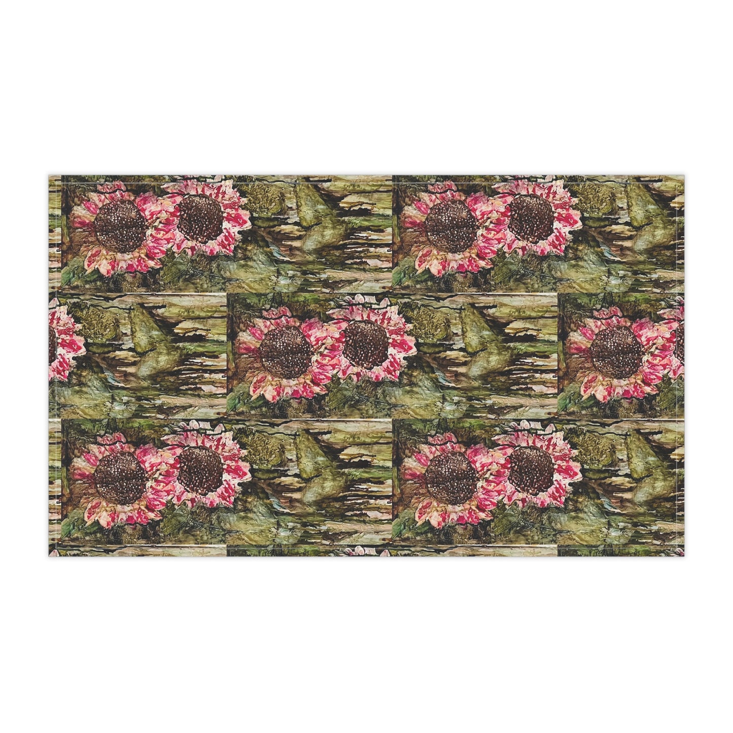 Green Sunflower Artsy Tea Towels (cotton)