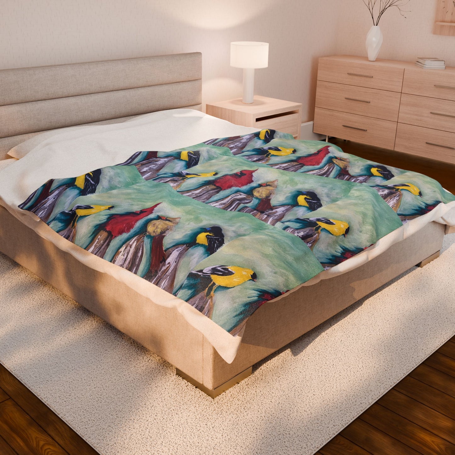 Wild Bird Art Print Velveteen Plush Blanket