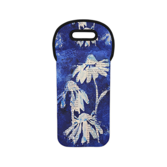Blue Daisy Wine Tote Bag