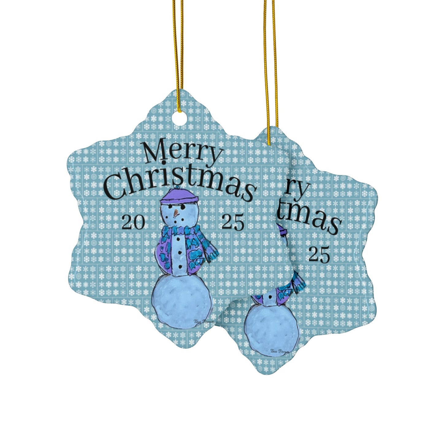 Blue Snowman Ornament
