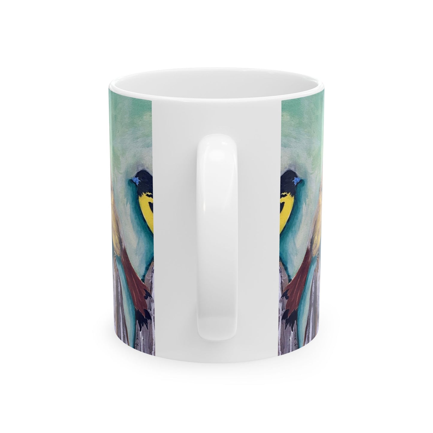 Wild Birds on a Fence Ceramic Mug, 11oz