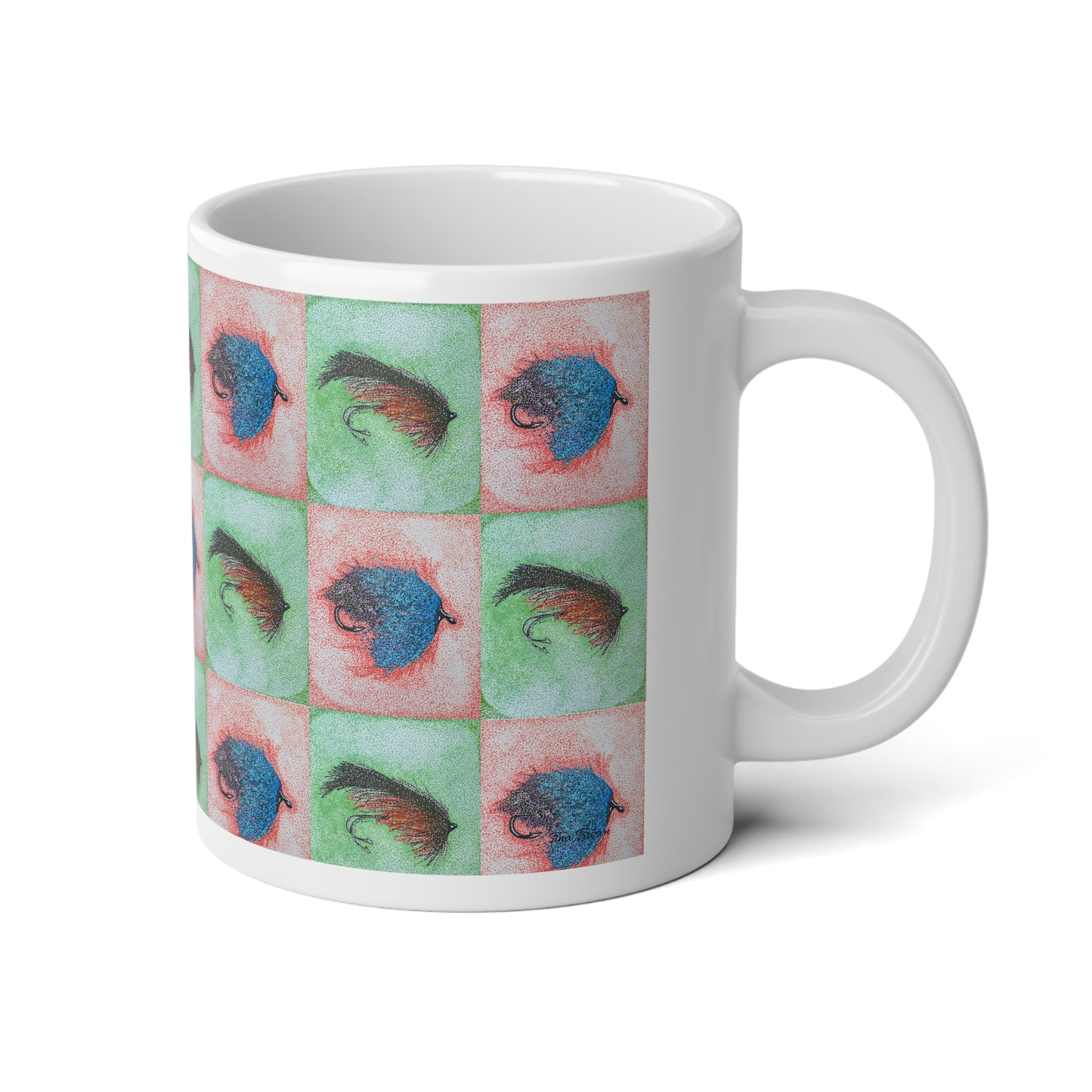 Dry & Wet Fly Lures Artistic Jumbo Mug - 20oz, Perfect for Fly Fishermen