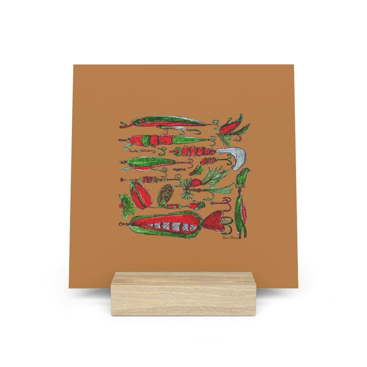 Fishing Lure Decor, Gallery Board with Stand, Perfect Gift for Fishermen, art print