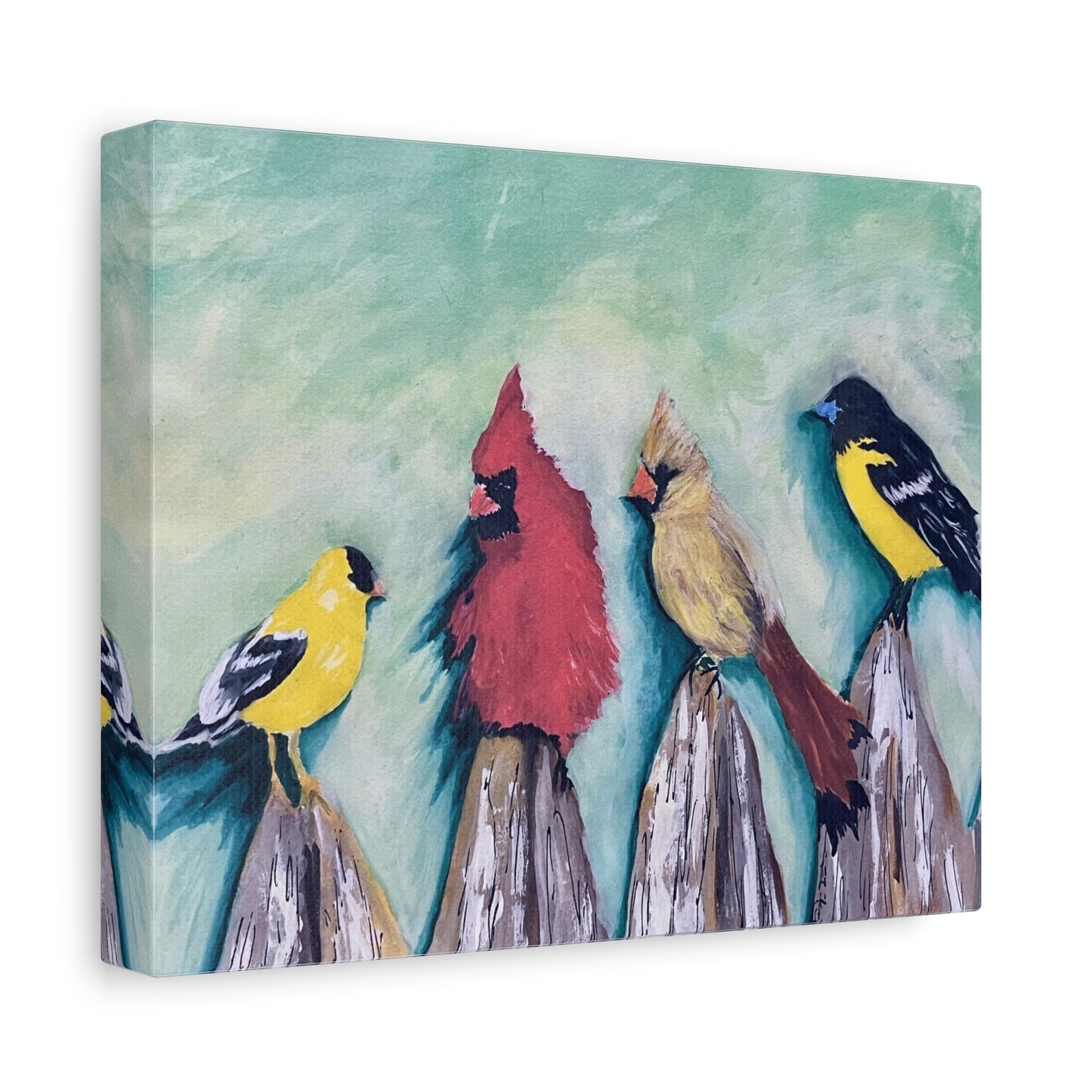 Birds on the Fence Canvas Art Print
