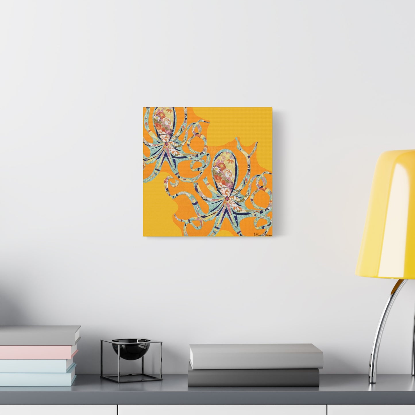 Colorful Octopus art Print Matte Canvas, Stretched, 1.25"