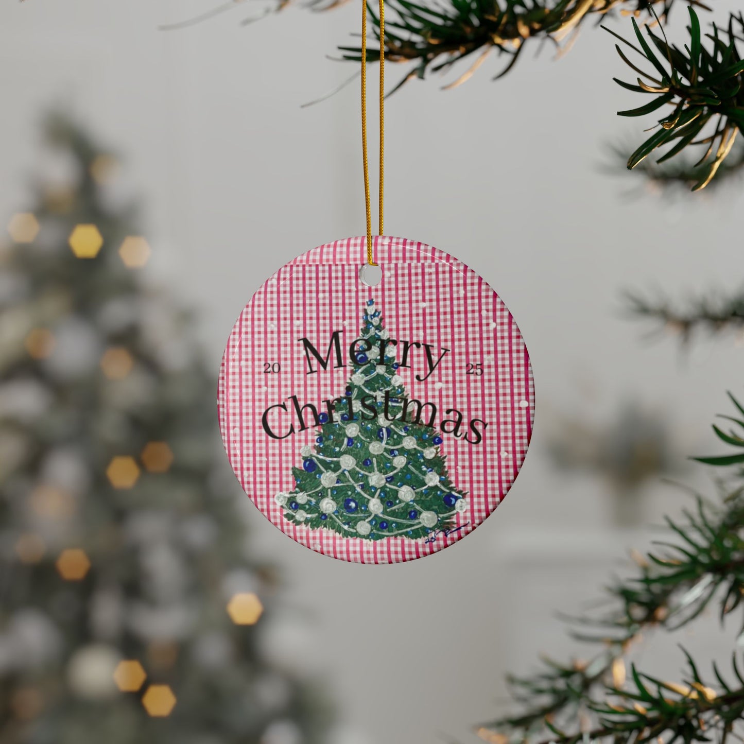 Red Plaid Christmas Tree Ornament