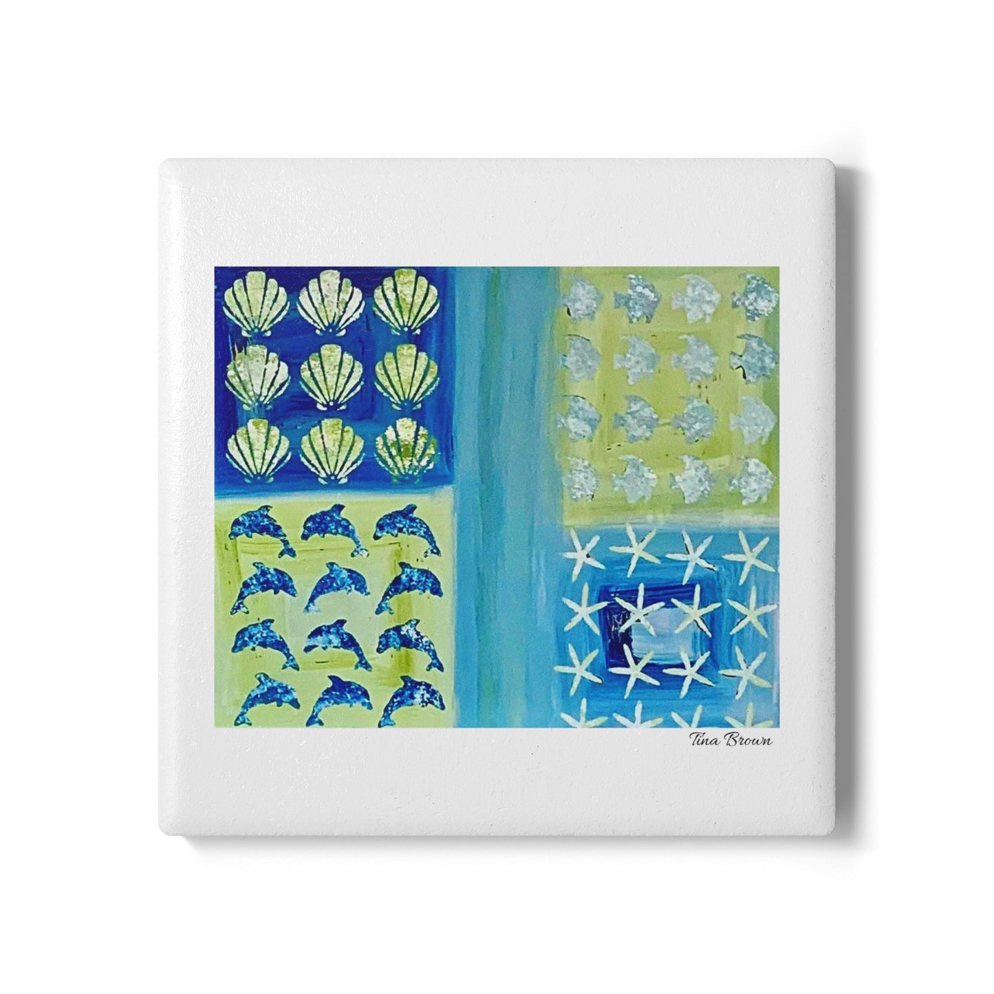 Ocean-Inspired Coaster - Seashell & Dolphin Design, Ideal for Beach Lovers