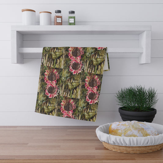 Green Sunflower Artsy Tea Towels (cotton)