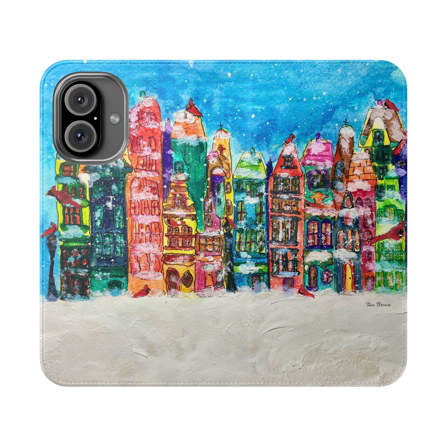 Colorful Winter Flip Cases for Phones, Holiday Gift, Slim Wallet Case, Personalized Phone Cover, Cute Art Cases