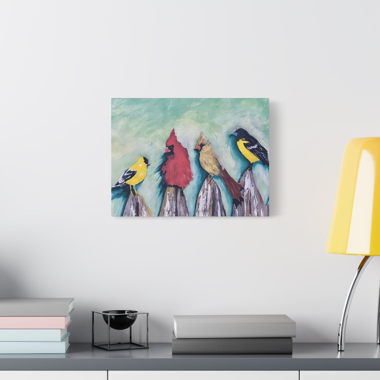 Birds on the Fence Canvas Art Print