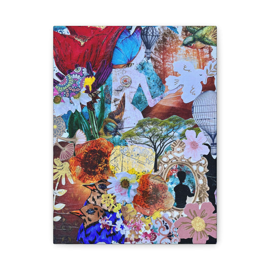 Fly away Collage art print Matte Canvas, Stretched, 1.25"