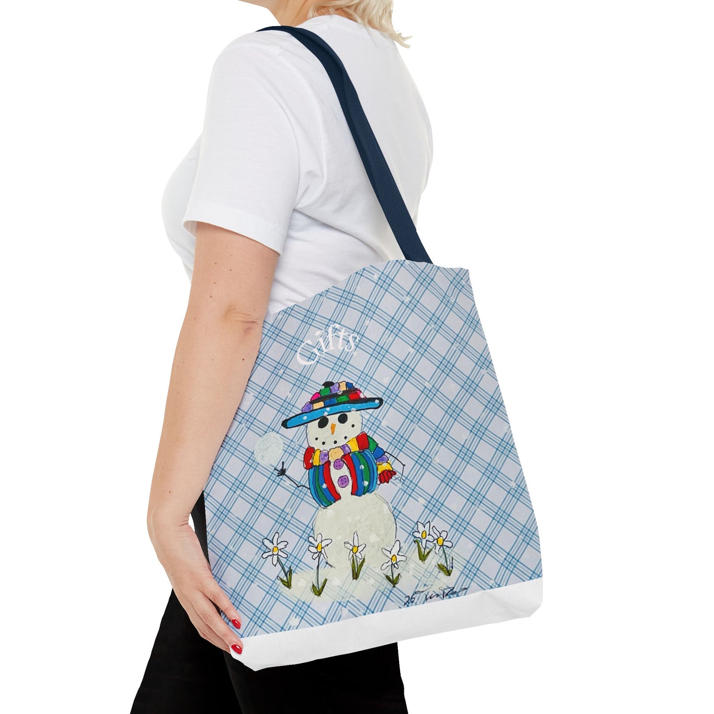 Winter Wonderland Tote Bag, Snowman Gift Bag, Seasonal Shopping Bag, Cute Holiday Carryall, Festive Beach Bag