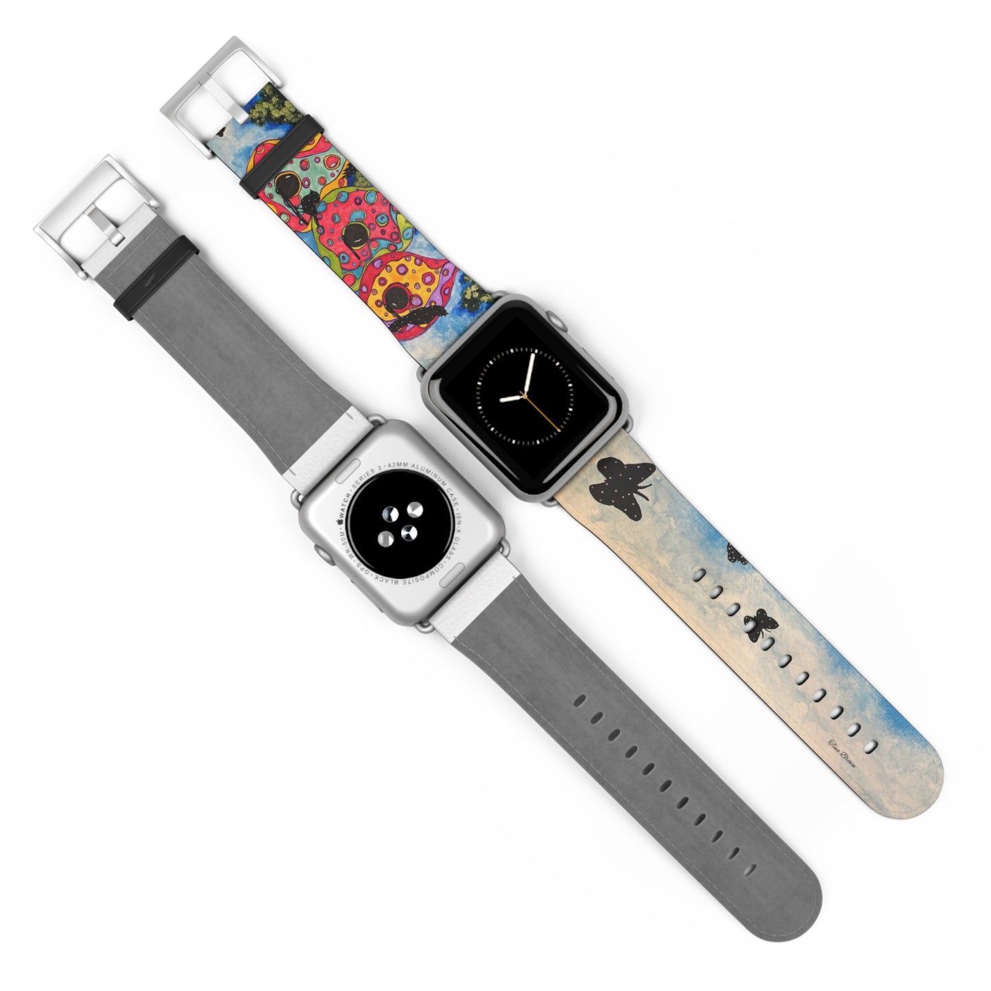 Faux Leather Artistic Watch Band - Colorful Birdhouses