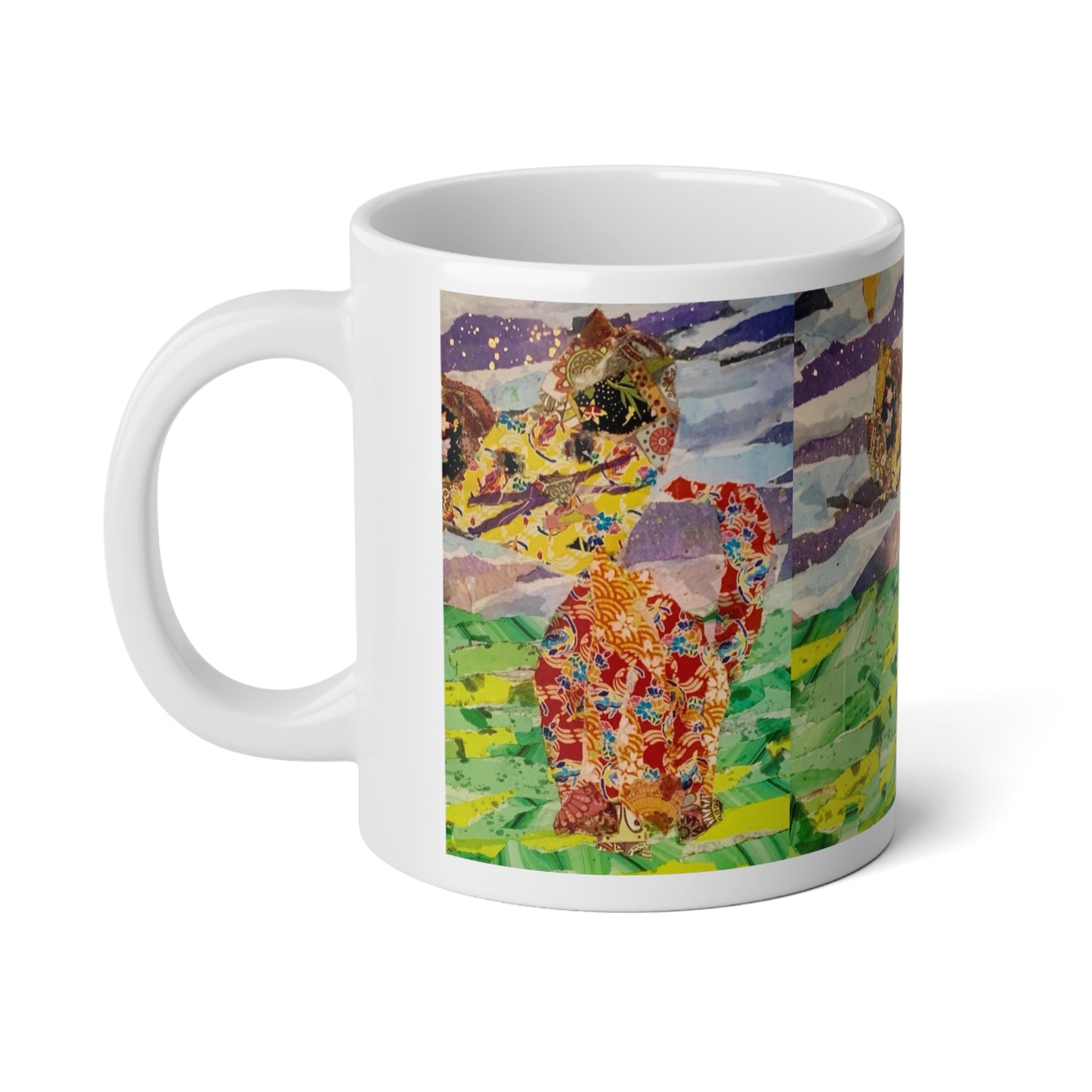 Colorful cat artsy Jumbo Mug, 20oz