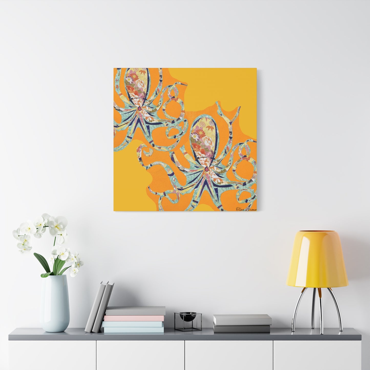 Colorful Octopus art Print Matte Canvas, Stretched, 1.25"
