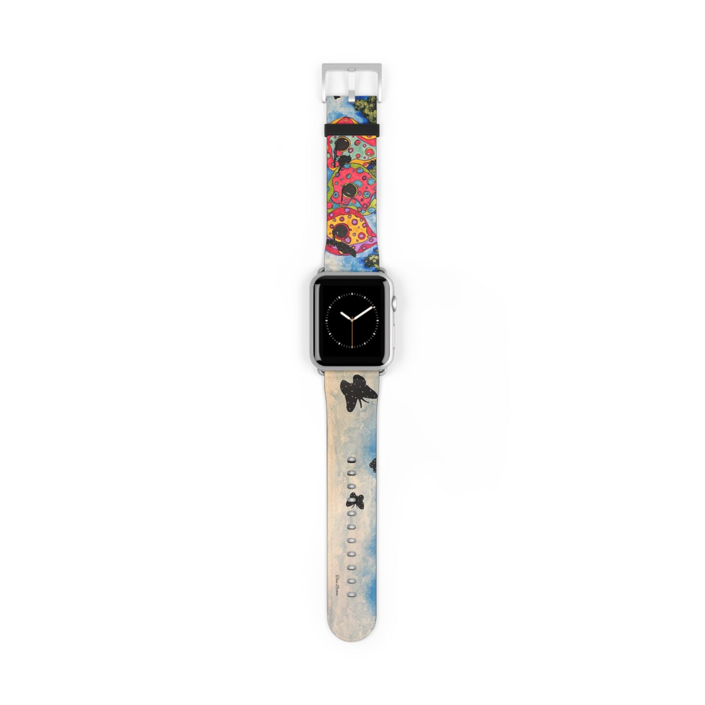 Faux Leather Artistic Watch Band - Colorful Birdhouses