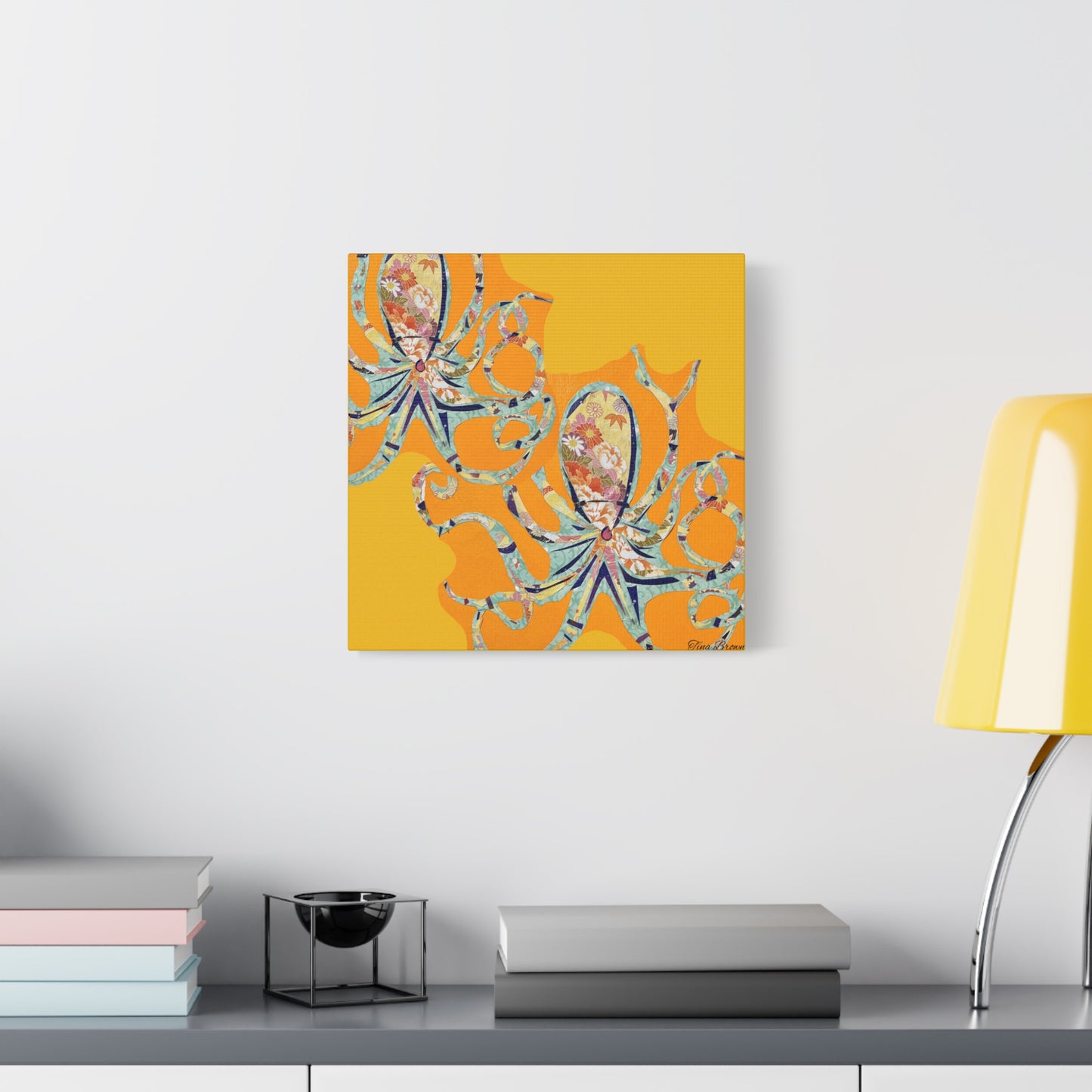 Colorful Octopus art Print Matte Canvas, Stretched, 1.25"