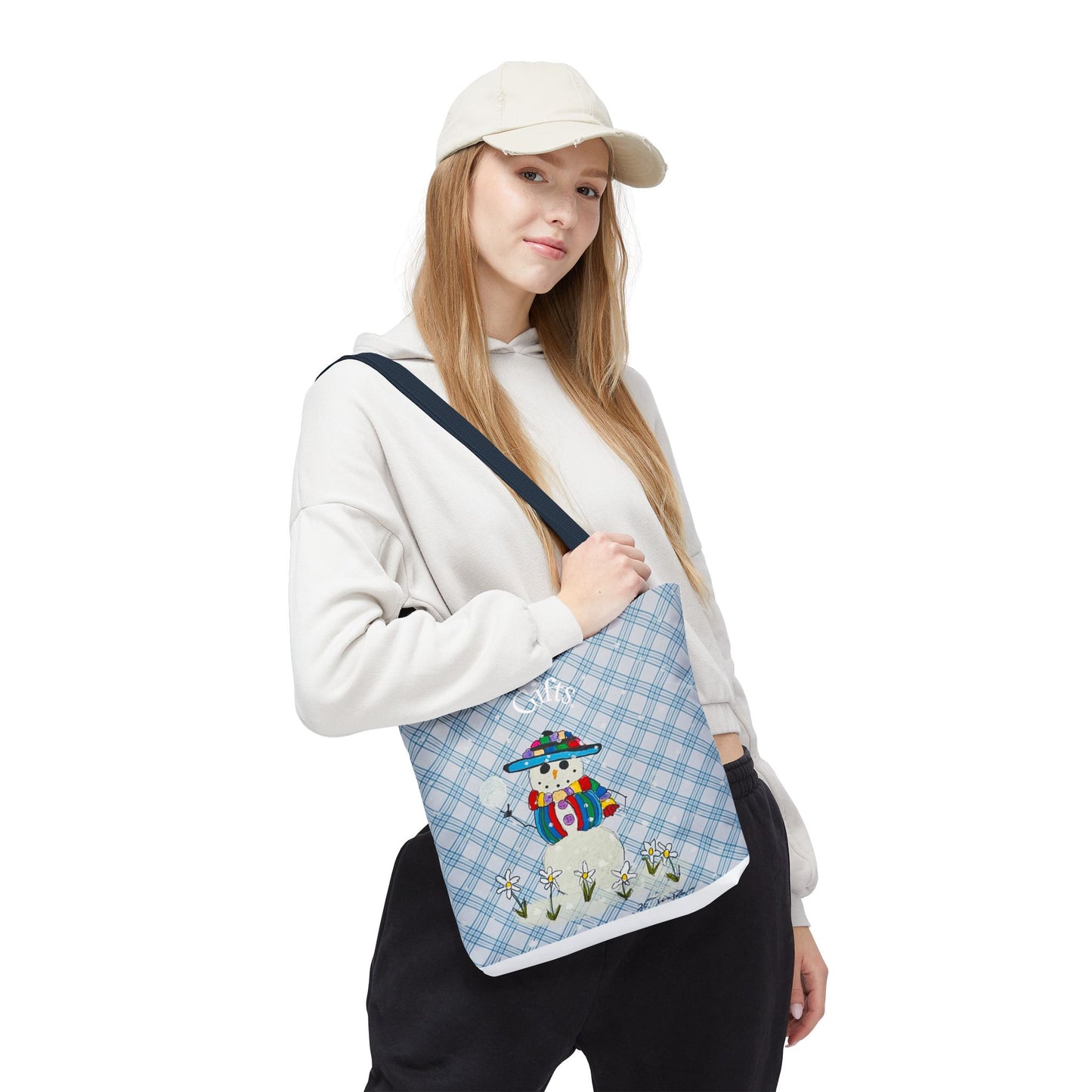 Winter Wonderland Tote Bag, Snowman Gift Bag, Seasonal Shopping Bag, Cute Holiday Carryall, Festive Beach Bag