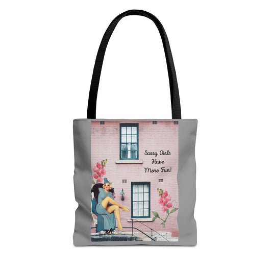 Sassy Girls Have More Fun Art Collage Tote Bag (AOP)