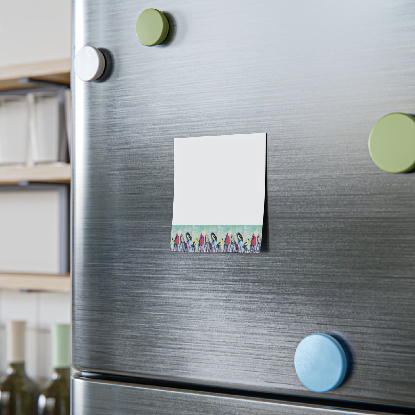 Colorful art Birds on a Fence -Themed Post-it® Note Pads