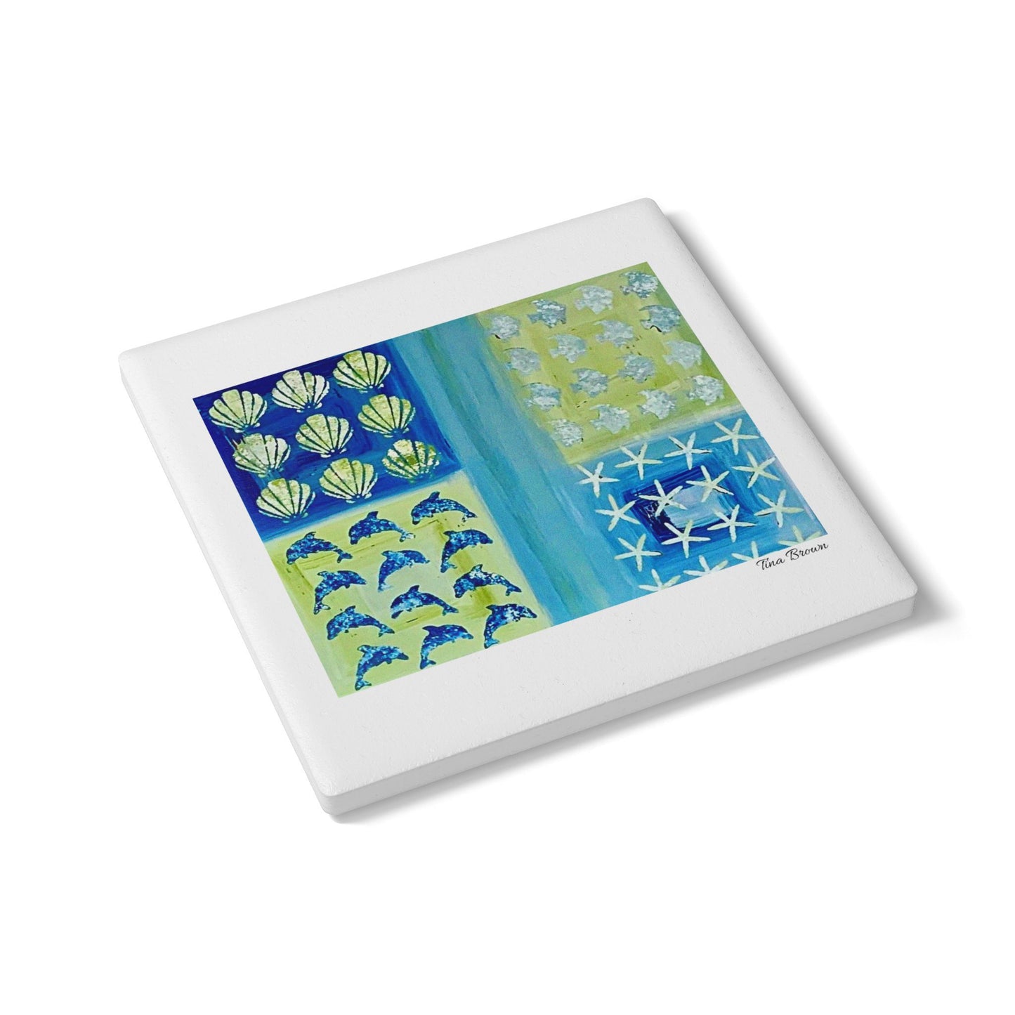 Ocean-Inspired Coaster - Seashell & Dolphin Design, Ideal for Beach Lovers