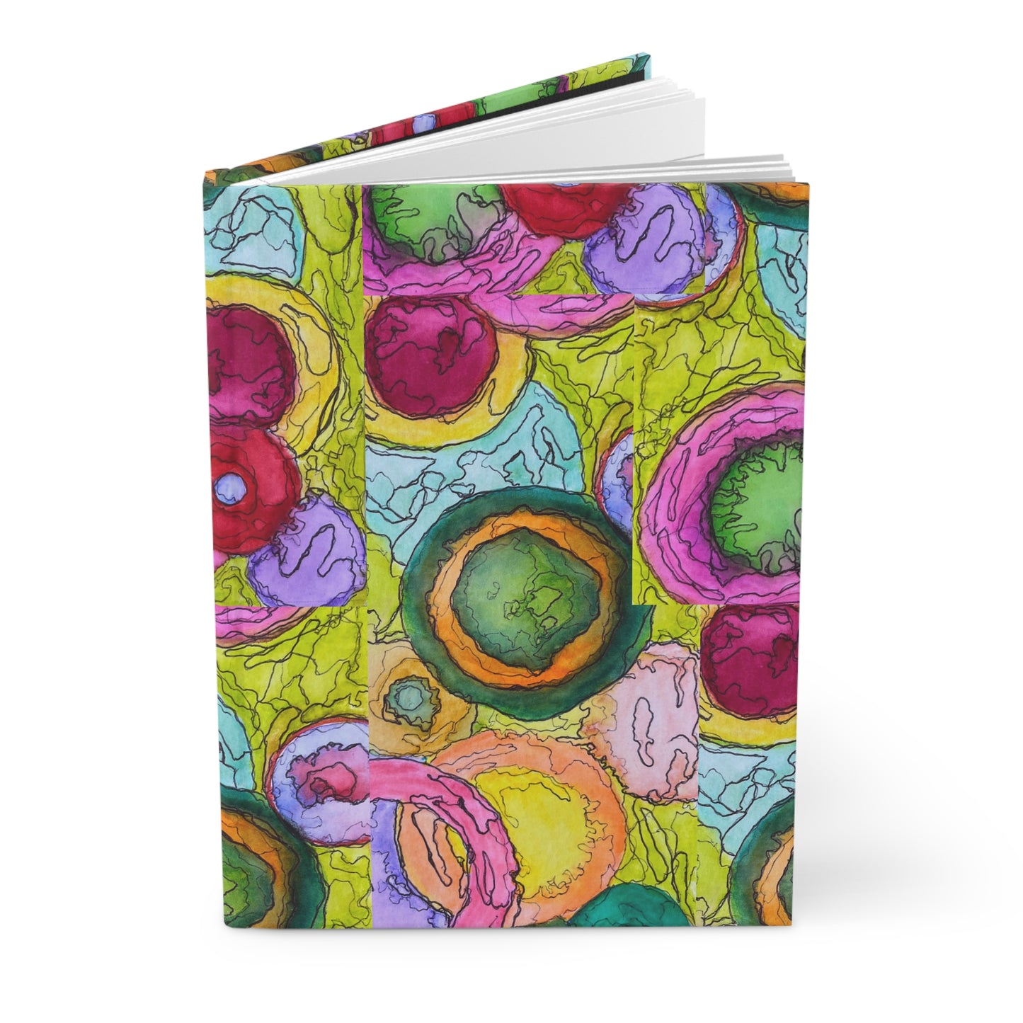 Vibrant Abstract Hardcover Journal, Colorful Notebook, Artistic Diary, Unique Gift, Retro Design
