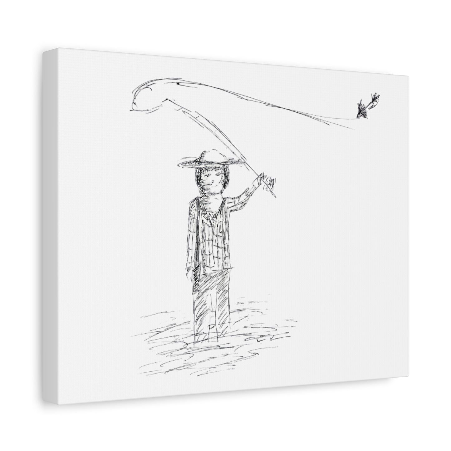 Fly Fishing boy Matte Canvas, Stretched, 1.25"