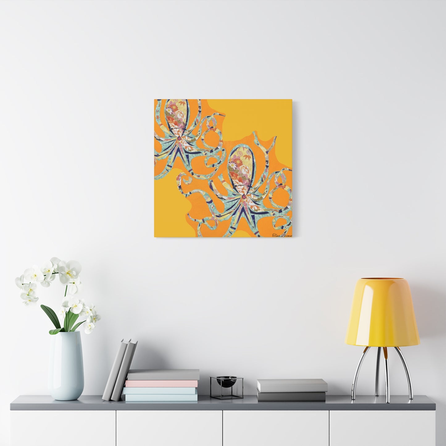 Colorful Octopus art Print Matte Canvas, Stretched, 1.25"