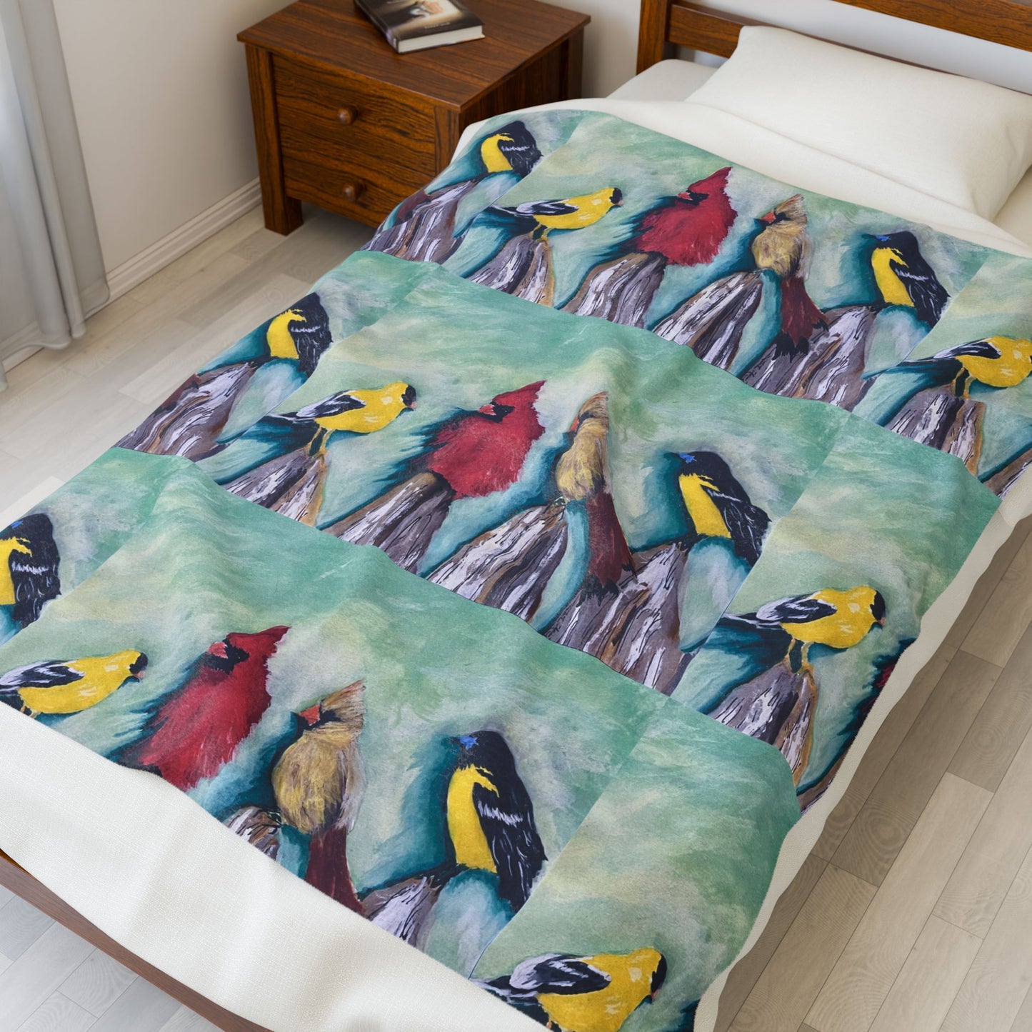 Wild Bird Art Print Velveteen Plush Blanket