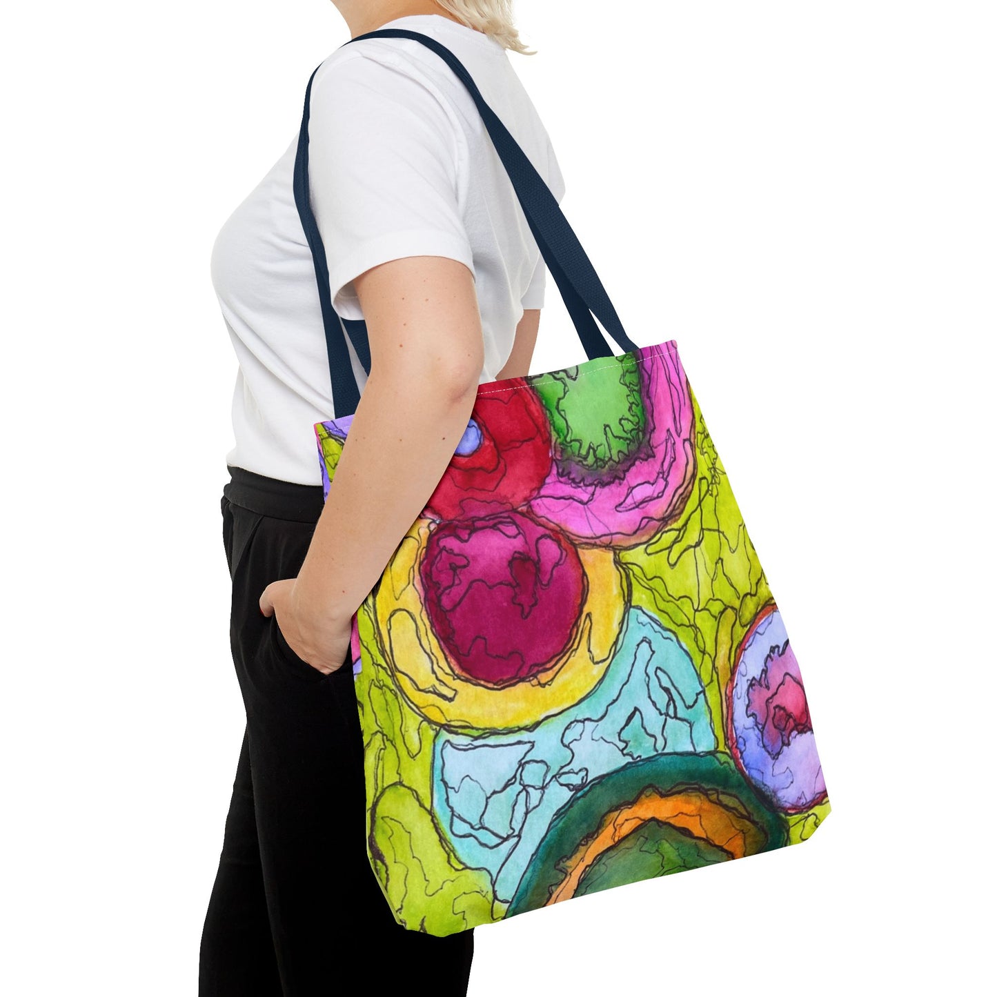 Vibrant Art Tote Bag - Colorful Messenger Bag, Eco-Friendly Shopping Bag,
