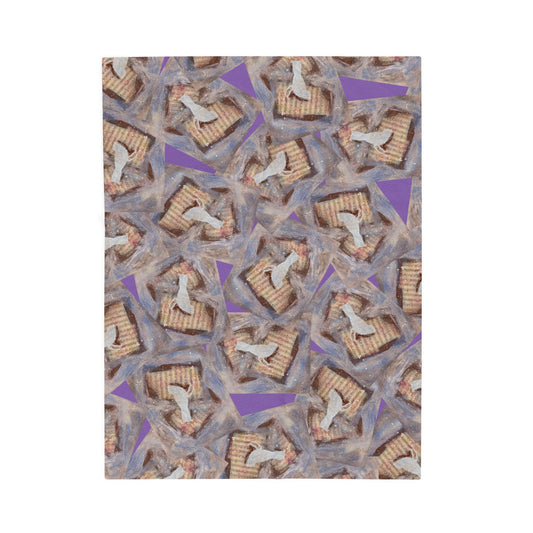 Plush Blanket - Winter Vintage Song Bird Design by Tina Brown