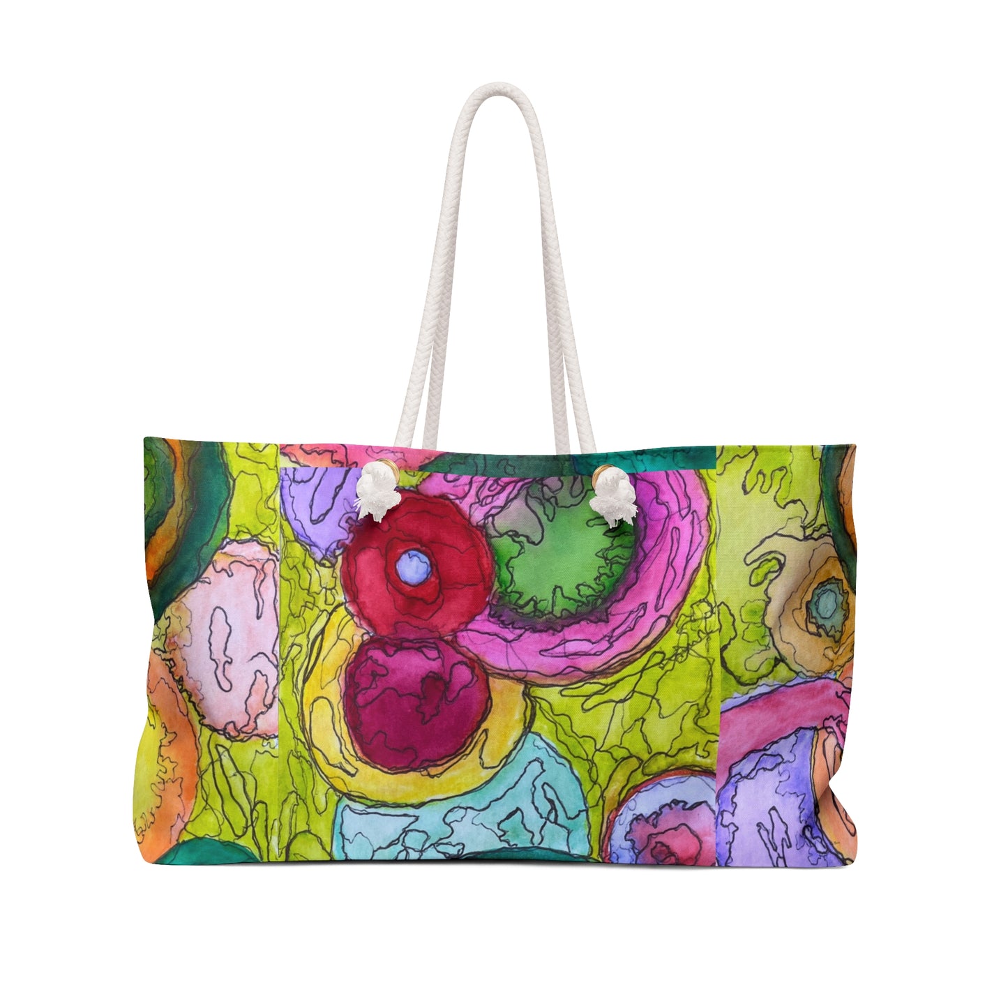 Vibrant Floral Weekender Bag, Travel Tote, Beach Bag, Overnight Bag, Weekend Getaway Essentials, Colorful Luggage