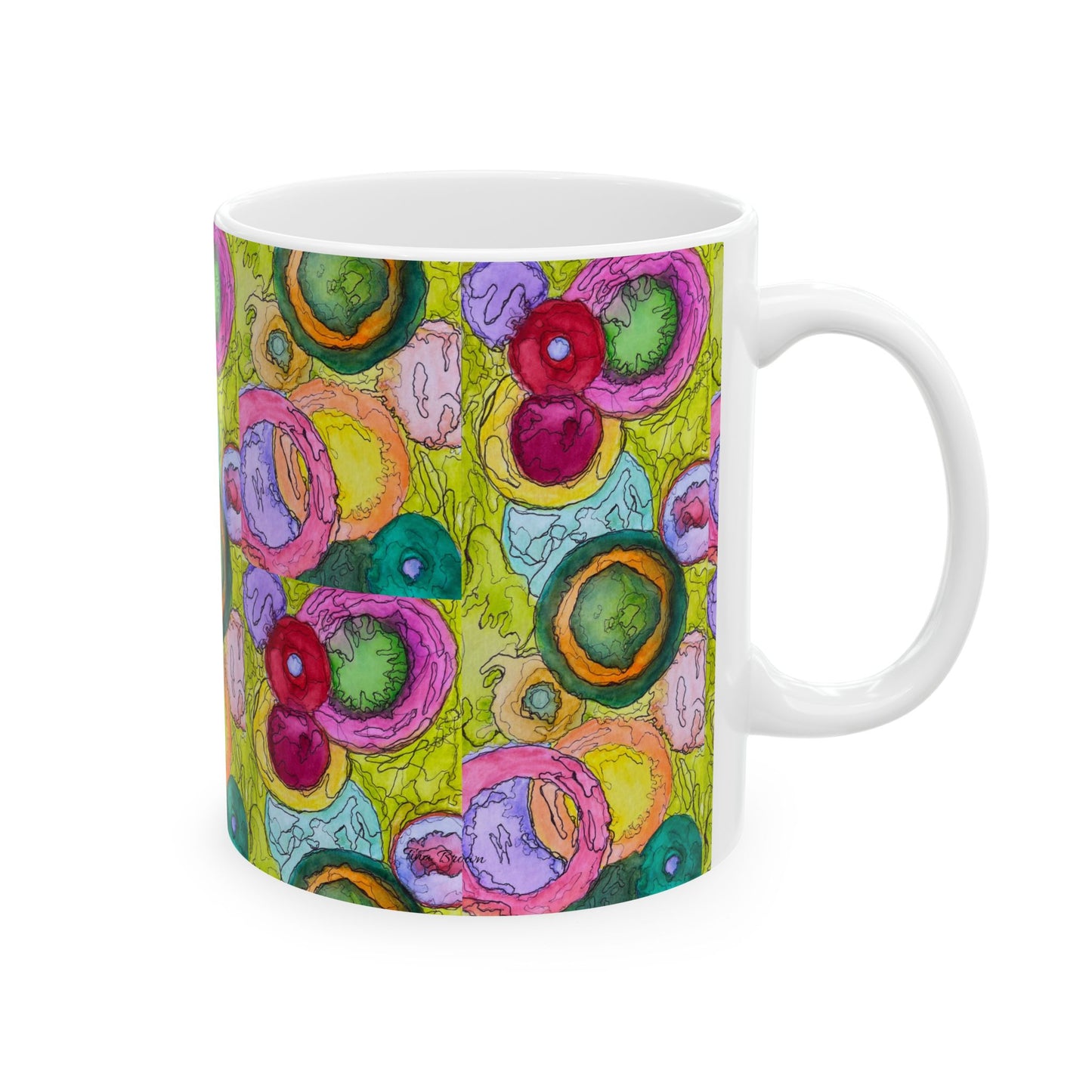 Vibrant Ceramic Mug, Colorful Coffee Cup, Unique Art Mug,