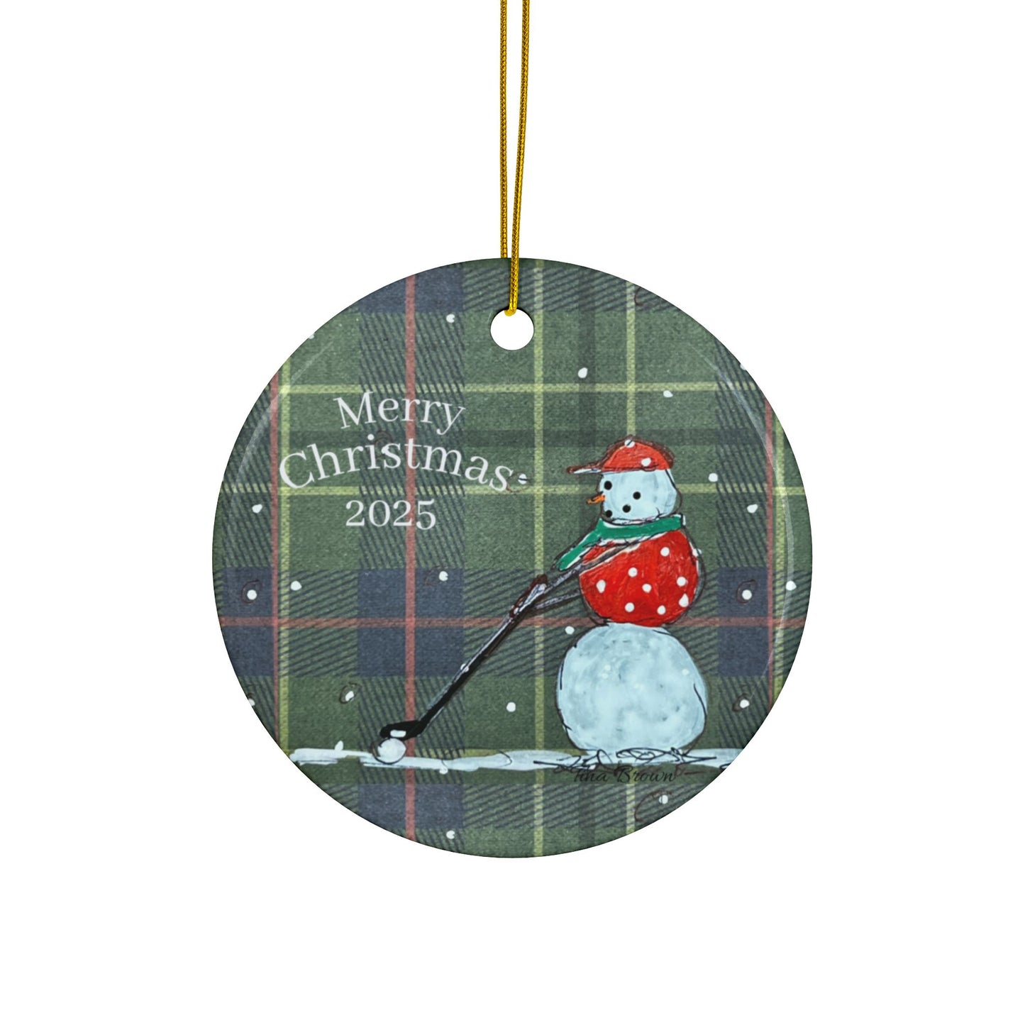 Golf Gifts, Ceramic Ornaments, Golf Snowman, Collectable Ornaments