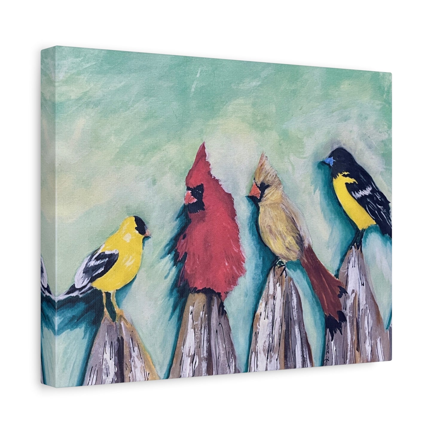 Birds on the Fence Canvas Art Print
