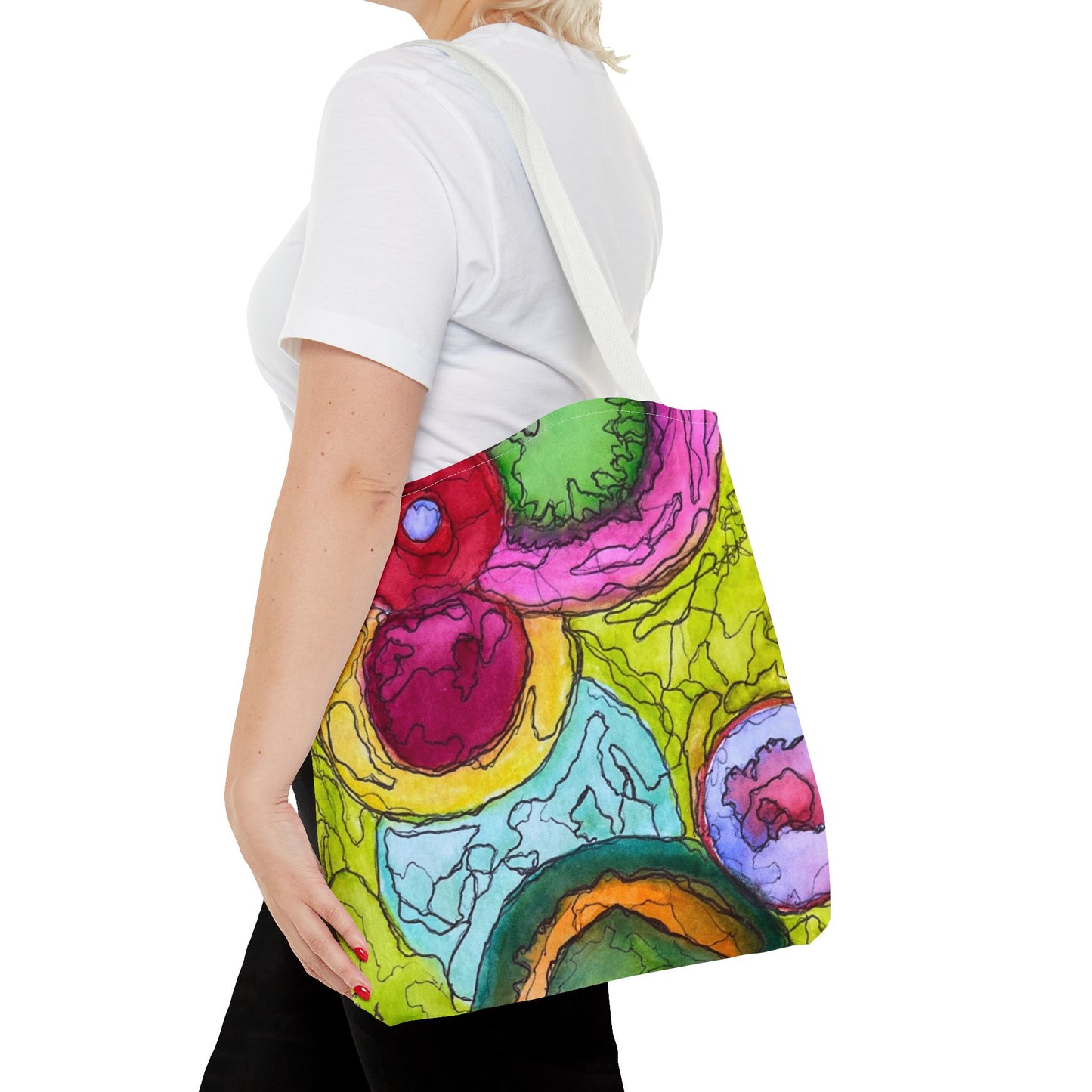 Vibrant Art Tote Bag - Colorful Messenger Bag, Eco-Friendly Shopping Bag,