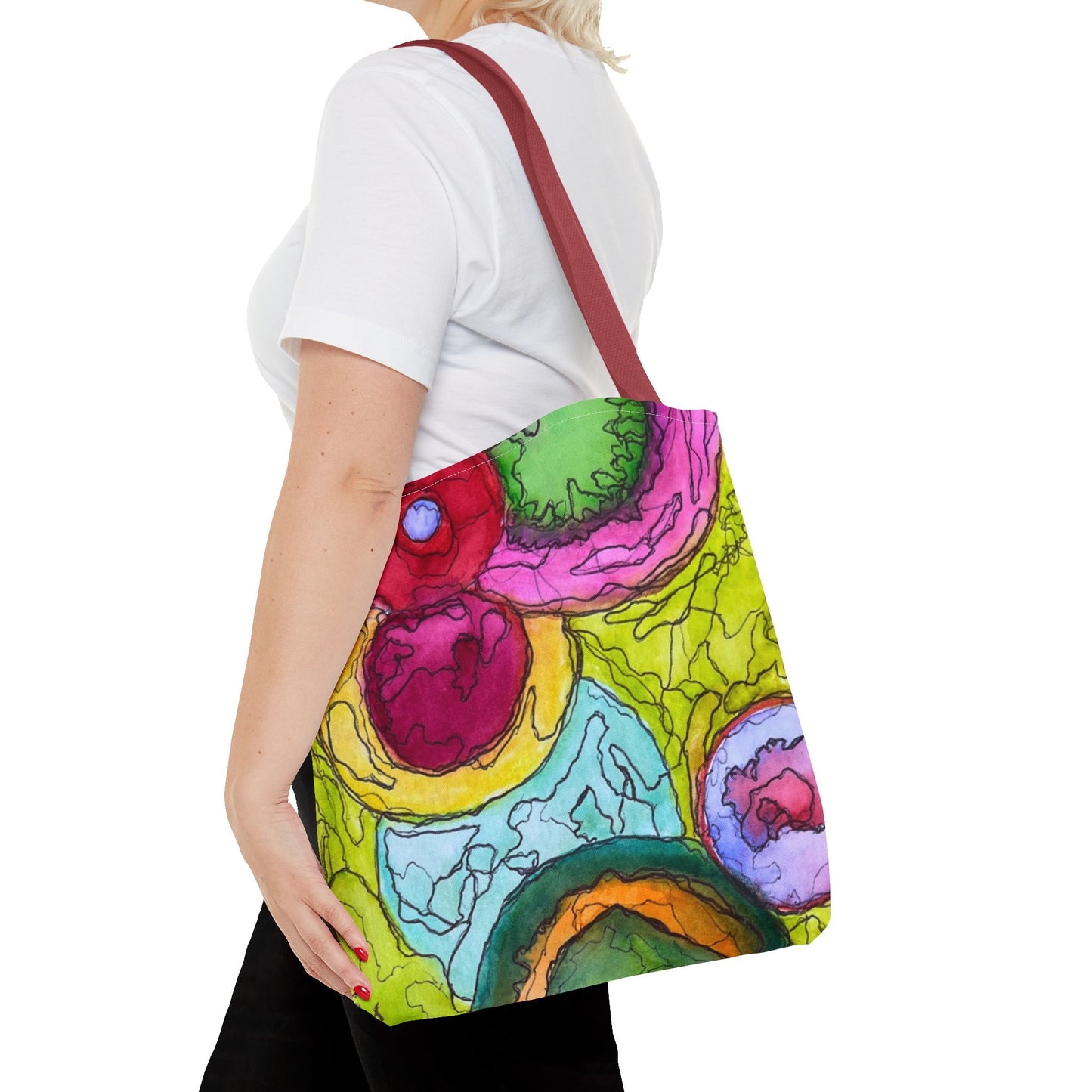 Vibrant Art Tote Bag - Colorful Messenger Bag, Eco-Friendly Shopping Bag,