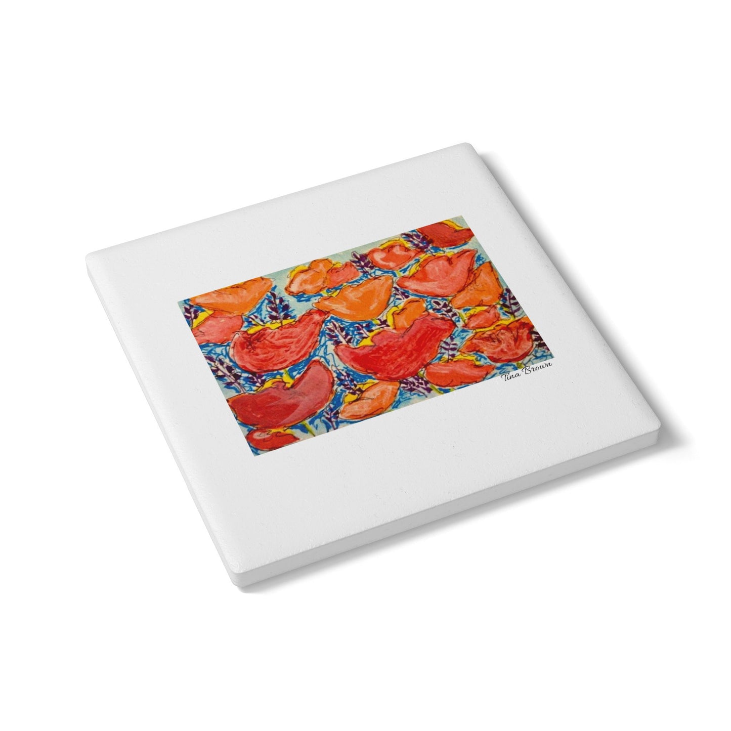 Vibrant Floral Ceramic Coaster - Artistic Drinkware Accessory for Home Décor