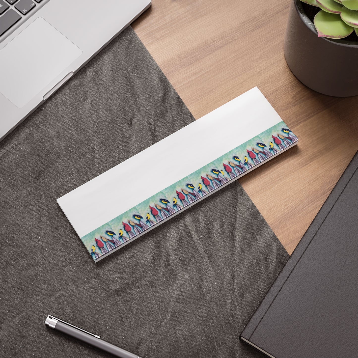 Colorful art Birds on a Fence -Themed Post-it® Note Pads